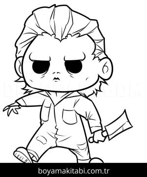 Michael Myers boyama sayfası – el becerilerini geliştirir, boyama çalışması