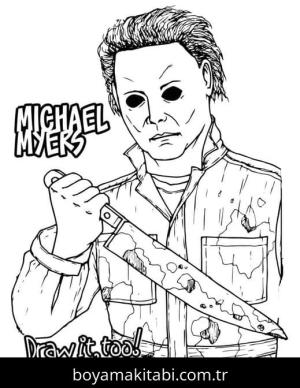 Michael Myers boyama sayfası – kolay boyama, eğitici aktivite
