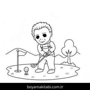 Michael Myers boyama sayfası – sanatsal çalışma, çocuklar için