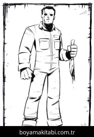 Michael Myers boyama sayfası – el becerilerini geliştirir, boyama çalışması