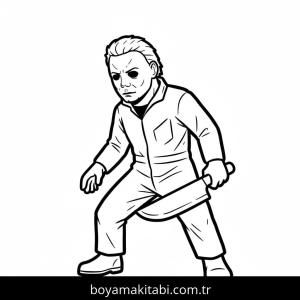 Michael Myers boyama sayfası – sevimli karakter, sanatsal çalışma