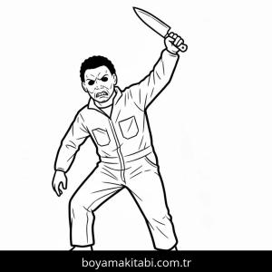 Michael Myers boyama sayfası – boyama çalışması, yaratıcılığı geliştirir