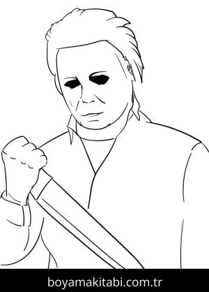 Michael Myers boyama sayfası – eğlenceli etkinlik, el becerilerini geliştirir