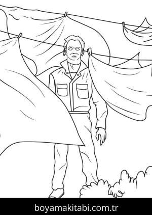 Michael Myers boyama sayfası – eğlenceli etkinlik, el becerilerini geliştirir