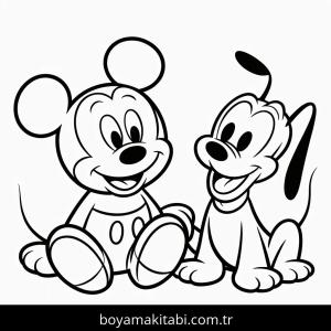 Mickey Mouse (Miki Fare) boyama sayfası – okul öncesi, evde etkinlik