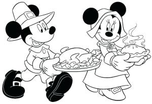 Mickey Mouse (Miki Fare) boyama sayfası,  coloring page, Mickey ve Minnie ile Şükran Günü, 