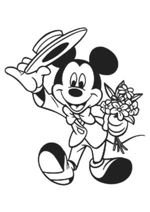 Mickey Mouse (Miki Fare) boyama sayfası,  coloring page, Çiçekli Mickey Mouse, 