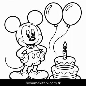 Mickey Mouse (Miki Fare) boyama sayfası – basit çizim, kolay boyama