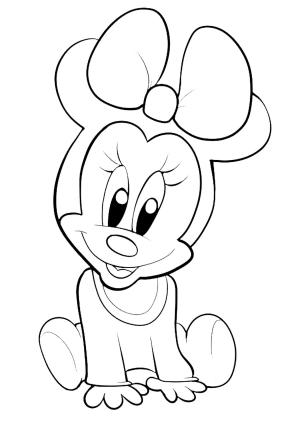 Mickey Mouse (Miki Fare) boyama sayfası,  coloring page, Bebek Minnie Mouse Oturuyor, 