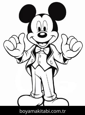 Mickey Mouse (Miki Fare) boyama sayfası – sanatsal çalışma, çocuklar için