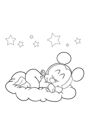 Mickey Mouse (Miki Fare) boyama sayfası,  coloring page, Mickey Mouse Uyuyor, 