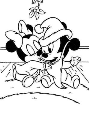 Mickey Mouse (Miki Fare) boyama sayfası,  coloring page, Bebek Minnie Mickey Mouse’u Öpüyor, 