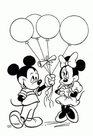 Mickey Mouse (Miki Fare) boyama sayfası,  coloring page, Mickey Minnie Balonları Ver, 