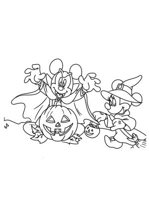 Mickey Mouse (Miki Fare) boyama sayfası,  coloring page, Cadılar Bayramı’nda Mickey ve Minnie Mouse, 