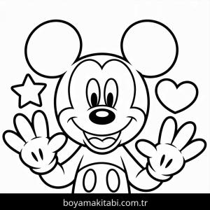 Mickey boyama sayfası – basit çizim, kolay boyama