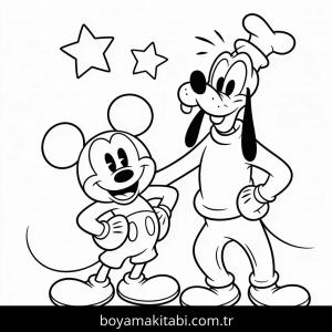 Mickey boyama sayfası – sevimli karakter, sanatsal çalışma
