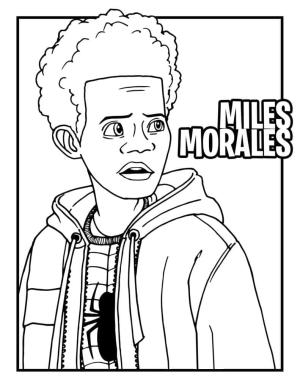 Miles Morales boyama sayfası,  coloring page, örümcek Adam Mil Morali, 