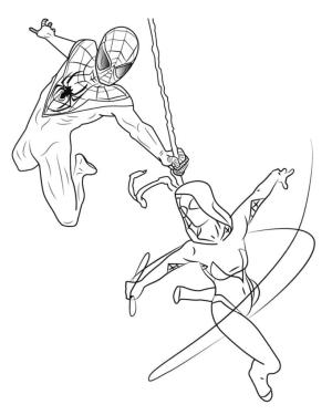 Miles Morales boyama sayfası,  coloring page, Gwen Stacy ile Mil Morales, 