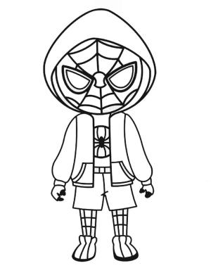 Miles Morales boyama sayfası,  coloring page, Chibi örümcek Adam Miles Morales, 