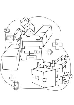 Minecraft boyama sayfası,  coloring page, Minecraft’tan Axolotl boyama sayfası., 