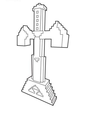 Minecraft boyama sayfası,  coloring page, Taşa saplanmış güzel bir kılıç, 