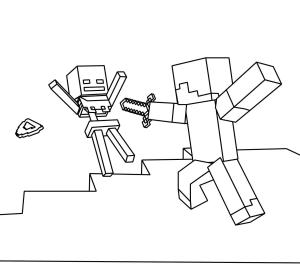 Minecraft boyama sayfası,  coloring page, Dövüş Iskeleti, 