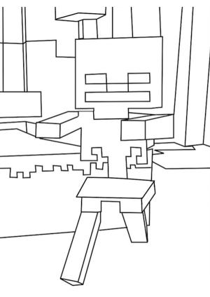 Minecraft boyama sayfası,  coloring page, Zombi koşuyor, avını bekliyor., 