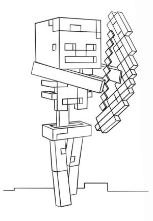 Minecraft boyama sayfası,  coloring page, İskelet okçu saldırıları, 