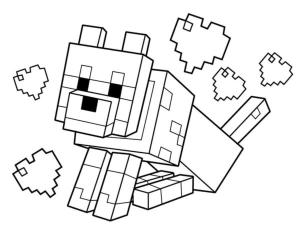 Minecraft boyama sayfası,  coloring page, Sevgi dolu köpek, 