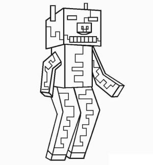 Minecraft boyama sayfası,  coloring page, Minecraft Zombi Domuz, 