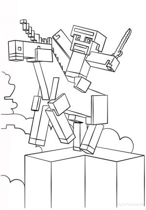 Minecraft boyama sayfası,  coloring page, Elmas bir kılıç tutan tek boynuzlu bir ata biniyorum. Ben Minecraft’ın kralıyım!, 