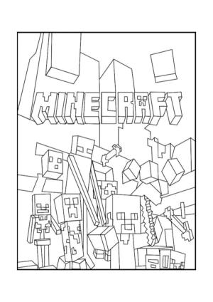 Minecraft boyama sayfası,  coloring page, Kılıçlarla yok etmeyi sevdiğimiz zindan sakinleri, 