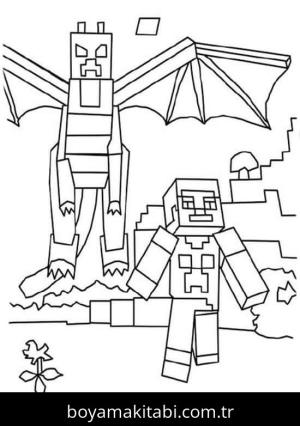 Minecraft boyama sayfası – sevimli karakter, sanatsal çalışma