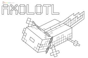 Minecraft boyama sayfası,  coloring page, Minecraft Axolotl boyama sayfası, 