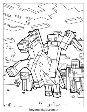 Minecraft boyama sayfası – çizgi film temalı, basit çizim