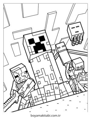 Minecraft boyama sayfası – keyifli zaman, renkli çizimler