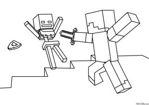 Minecraft boyama sayfası,  coloring page, Bir hamle ve bir zombi uçuruma uçar., 