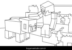 Minecraft boyama sayfası – çizgi film temalı, basit çizim