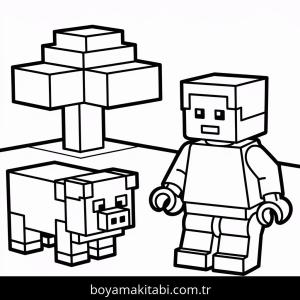 Minecraft boyama sayfası – sevimli karakter, sanatsal çalışma