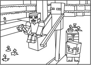 Minecraft boyama sayfası,  coloring page, Slender ana karakteri bir küp üzerinde taşır, 