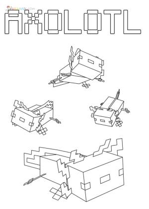 Minecraft boyama sayfası,  coloring page, Minecraft’tan yüksek kaliteli Axolotl boyama sayfası, 