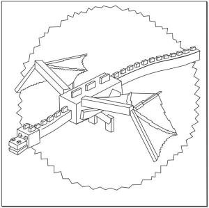 Minecraft boyama sayfası,  coloring page, Portaldan uçan ejderha, 