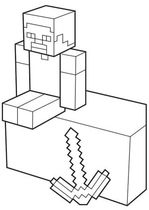 Minecraft boyama sayfası,  coloring page, Bütün gün inşaat yapıyorum ama gece sürüngen geliyor ve her şey havaya uçuyor …, 