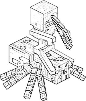 Minecraft boyama sayfası,  coloring page, Örümceğe binen zombi, 