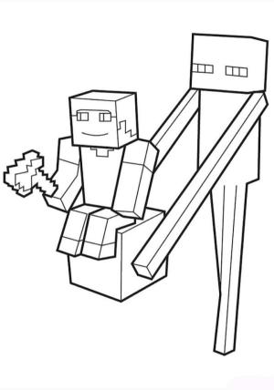 Minecraft boyama sayfası,  coloring page, Ana karakter Slender Man ile eğleniyor, 