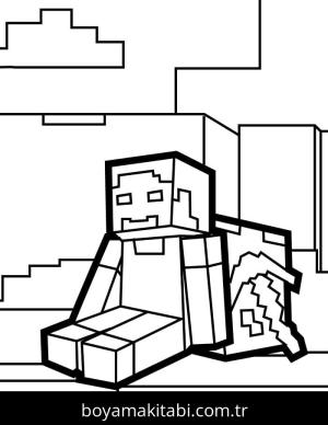 Minecraft boyama sayfası – çocuklar için, çizgi film temalı