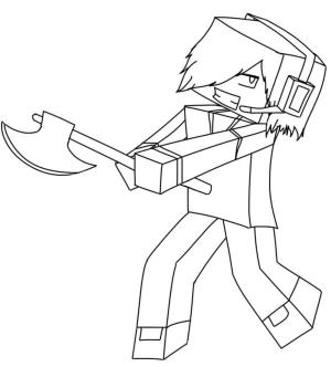 Minecraft boyama sayfası,  coloring page, Baltalı savaşçı, 