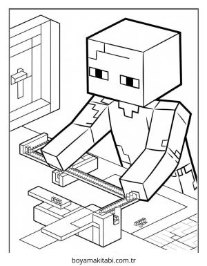 Minecraft boyama sayfası – sevimli karakter, sanatsal çalışma