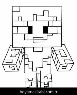 Minecraft boyama sayfası – çocuklar için, çizgi film temalı