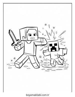 Minecraft boyama sayfası – sanatsal çalışma, çocuklar için